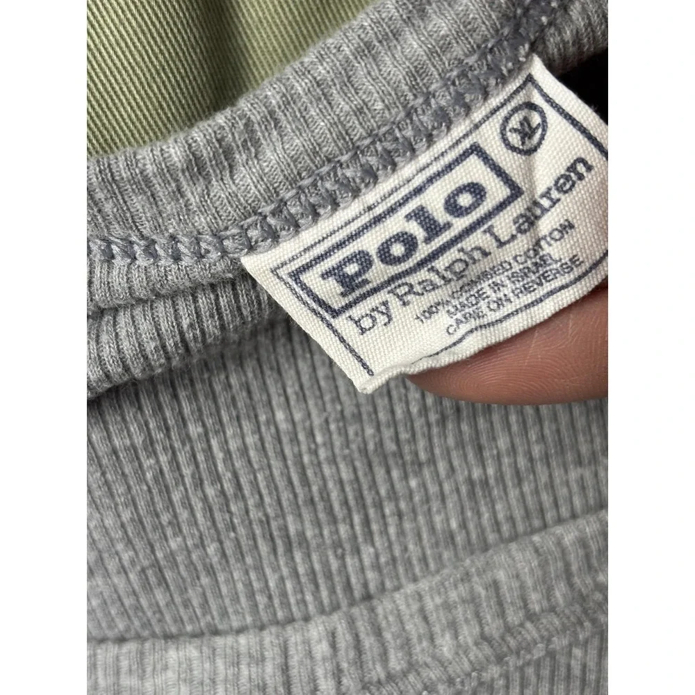 Vintage Polo Ralph Lauren Shirt‎ Mens Large Gray Ribbed Crewneck Cotton Knit Tee